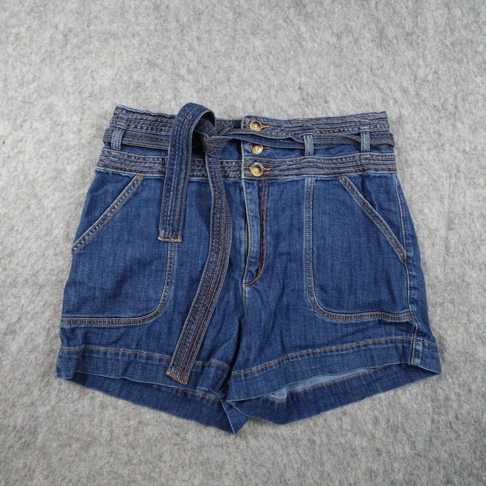 Pilcro Anthropologie Shorts Womens 32 Blue Denim Paperbag High Rise Belted‎
